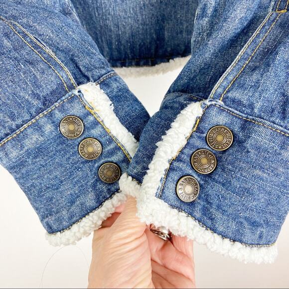 Steve & Barry’s Jean Jacket Sherpa Collar Cuffs Lined Country Western Boho XL - Picture 7 of 8